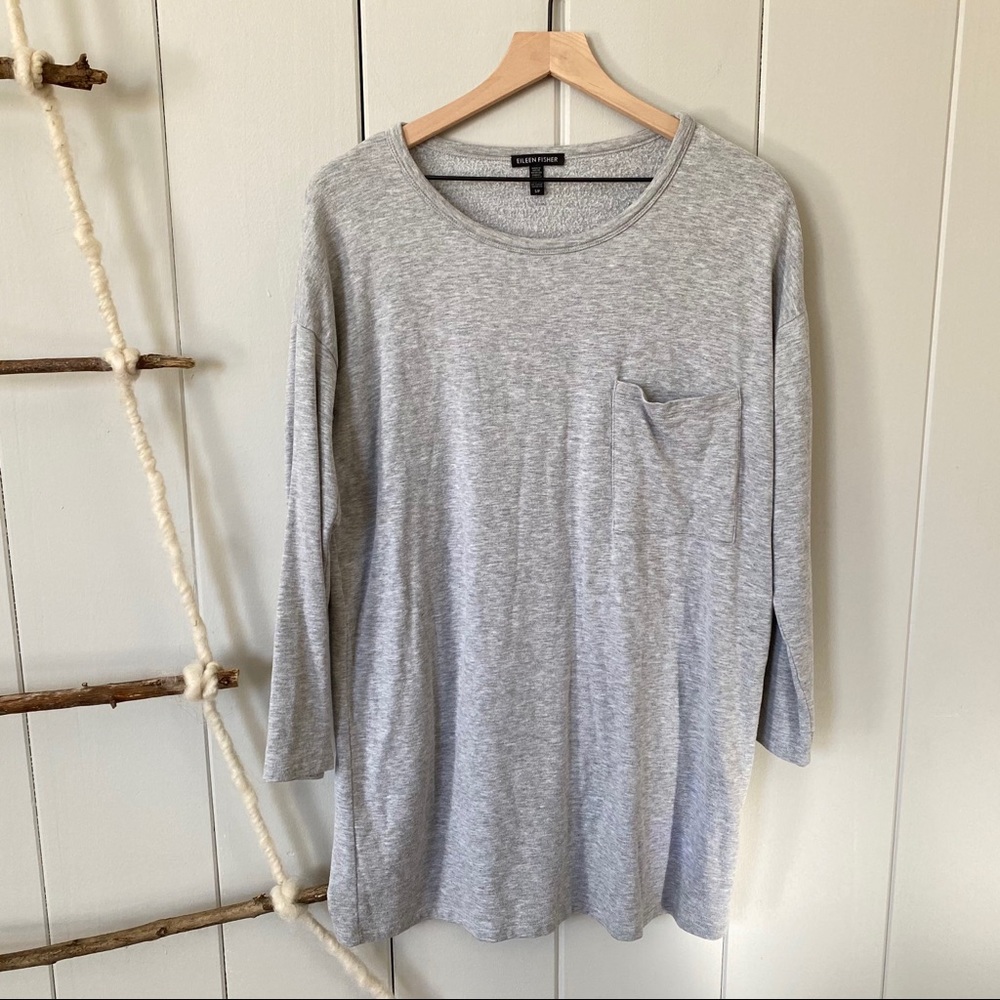 Eileen Fisher Gray Lounge Wear Mini Shirt Dress